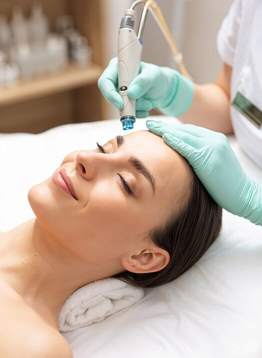 HydraFacial Treatment in Bhopal being performed for deep cleansing, skin hydration, and facial rejuvenation by Dr. Prerna Sharma, Dermatologist and Skin Specialist in Bhopal.